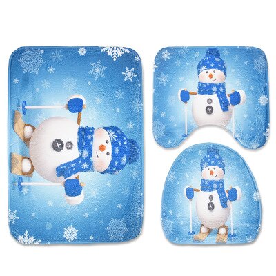 3 pcs/set Cartoon Christmas Toilet Rug Mat U-shaped Toilet Seat Mat Santa Claus Rug Carpet For Bathroom And Toilet tapis pour wc: xuerenhuaxue