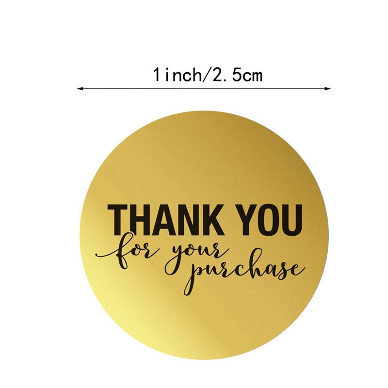 50 Labels Per wad round gold foil thank you for purchasing sticker wad pack sticker package Stationery Sticker 1inch