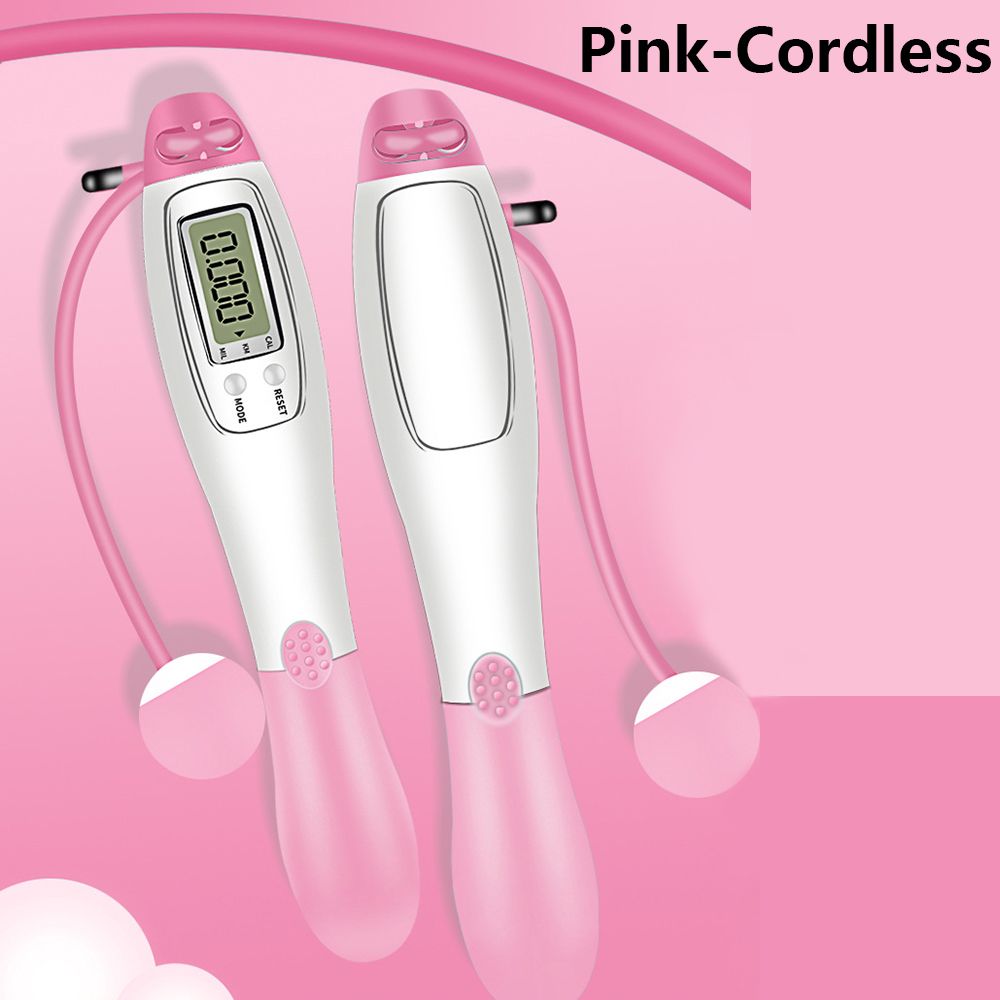 Cordless Electronic Skipping Rope Gym Fitness Cordless Skipping Smart Jump Rope with LCD Screen Counting Speed Skipping Counter: pink-Cordless