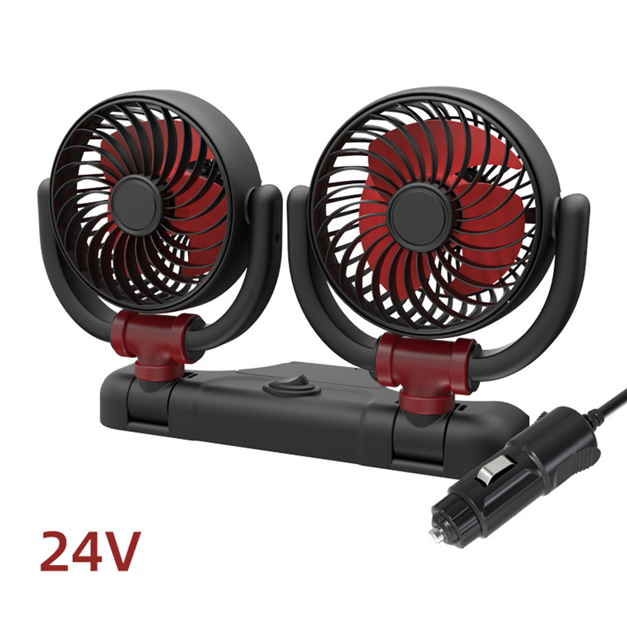 5V 12V 24V 360° Rotatable 2 Speeds Dual Heads Car SUV Truck BUS Van Mini Cooling Fan: GRAY