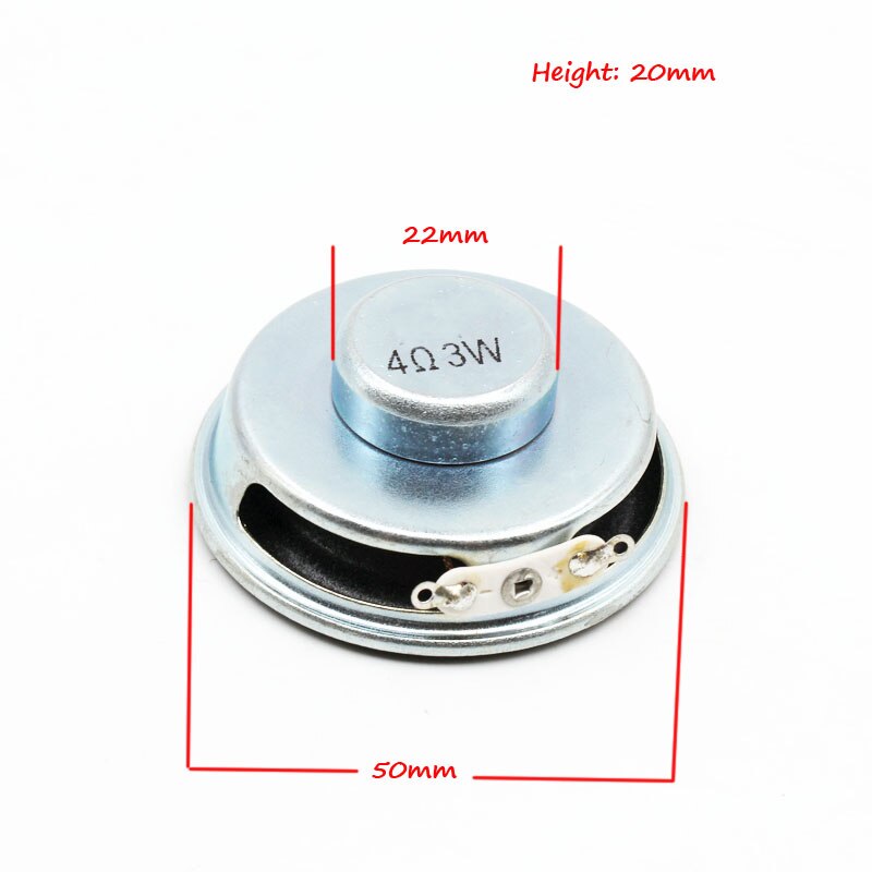 2pcs 4 Ohm 3W Loudspeaker 50MM Speaker 22MM Internal Magnet Cone Paper Silvery Bright Cap Height 13MM