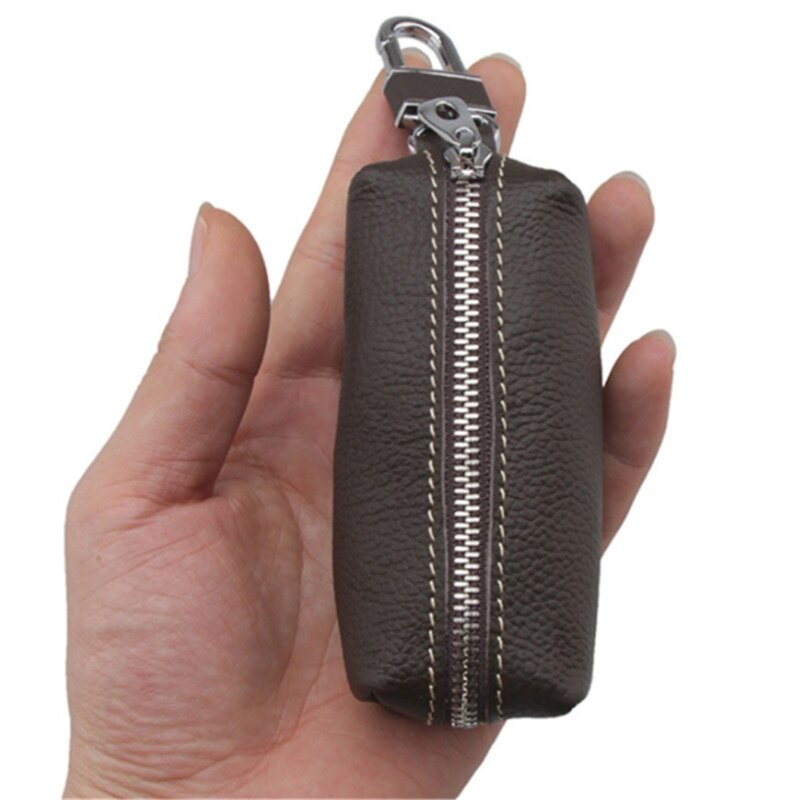Leren sleutelhanger voor mannen, organizer voor huishoudster, dames sleutelhanger, portemonnee, sleuteltas, sleuteletui, autosleutels, portemonnees: Koffie
