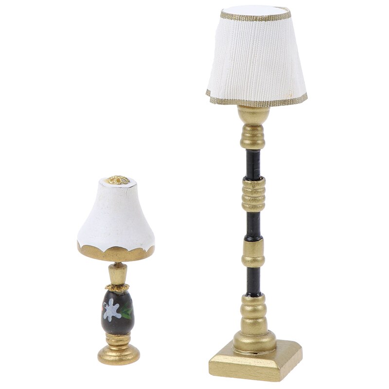 2 stijlen Modern Mini Floor Lamp Licht Model Met Wit Licht Cover Voor 1/12 Schaal Dollhouse Accessoire