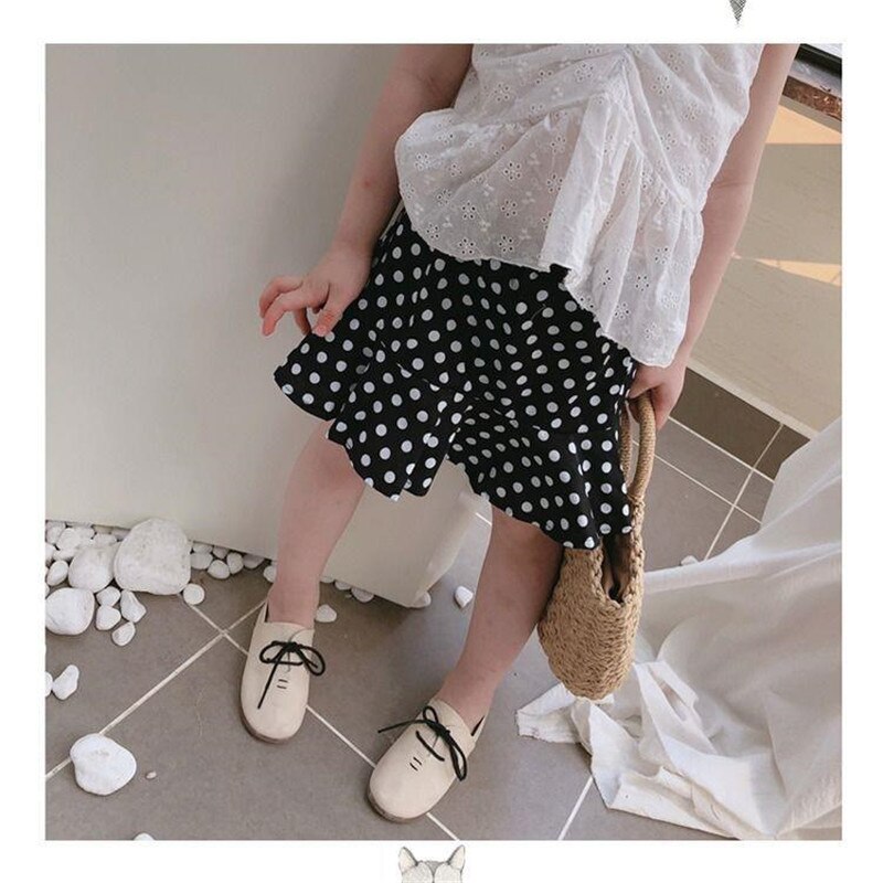 Gonna da bambina estiva gonna da bambina elasticizzata con macchie retrò per bambini gonna a coda di pesce in Chiffon colore nero P2 166