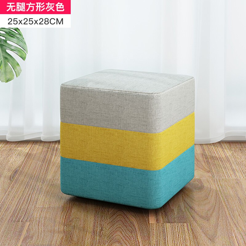 Tissus tabouret rond en bois maison adulte enfants canapé petite chaise basse poufs moderne changement chaussures banc: 6
