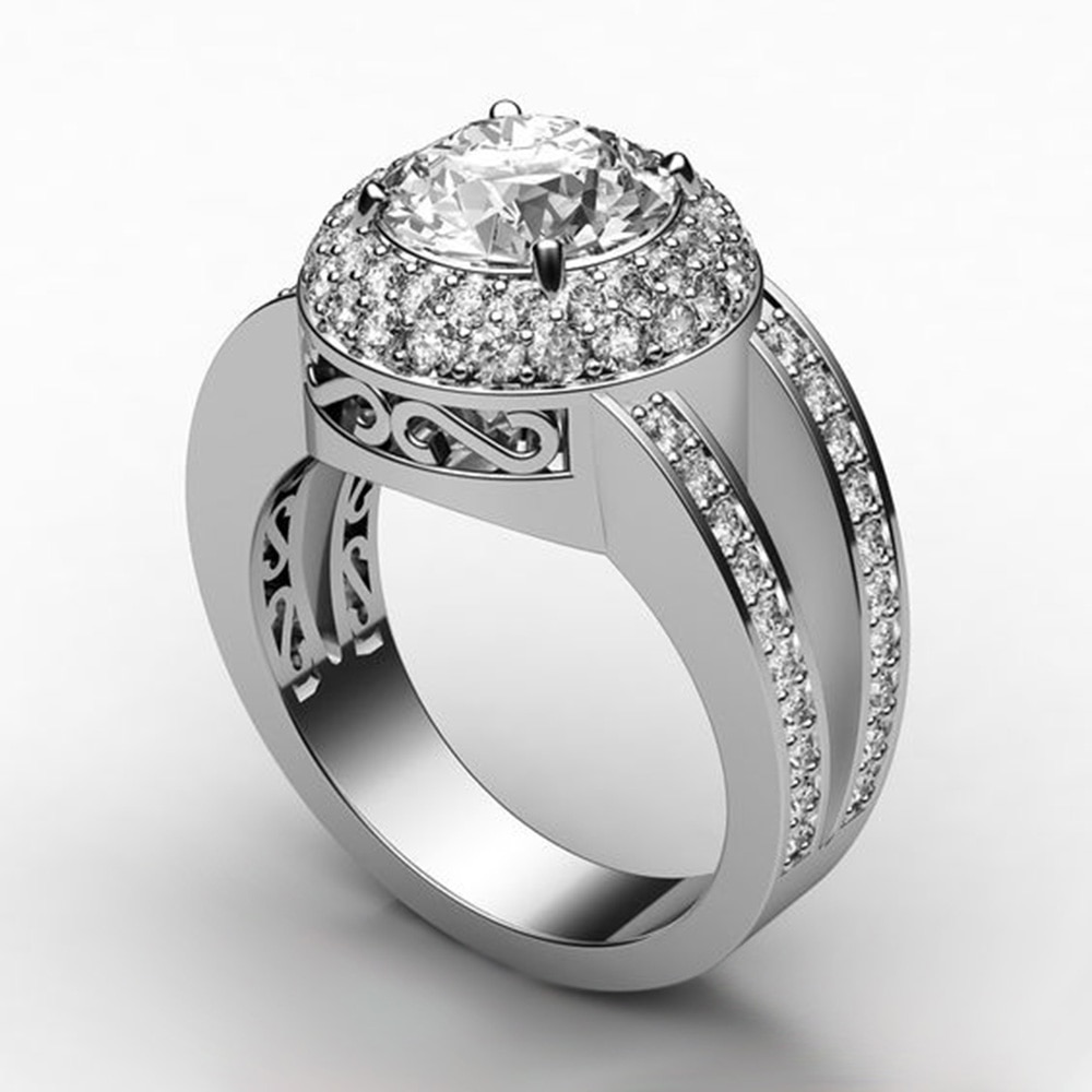 Huitan Dazzling AAA CZ Hochzeit Ring Damen Traum Sinnvolle Engagement Ring Mit Mikro Gepflastert Braut Ring Trendy Schmuck Gadget: 9