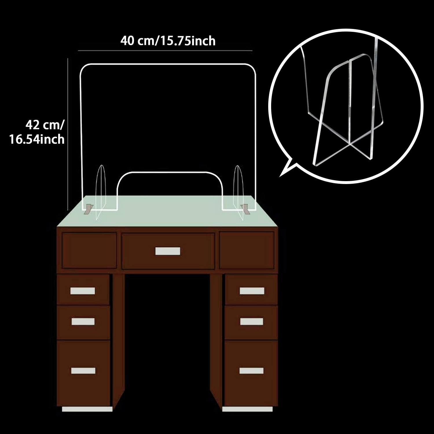 3 Kinds Acrylic Sneeze Guard Shield Clear Pertection Cough Splash Barrier Protective Shield for Counter Reception Desk Office