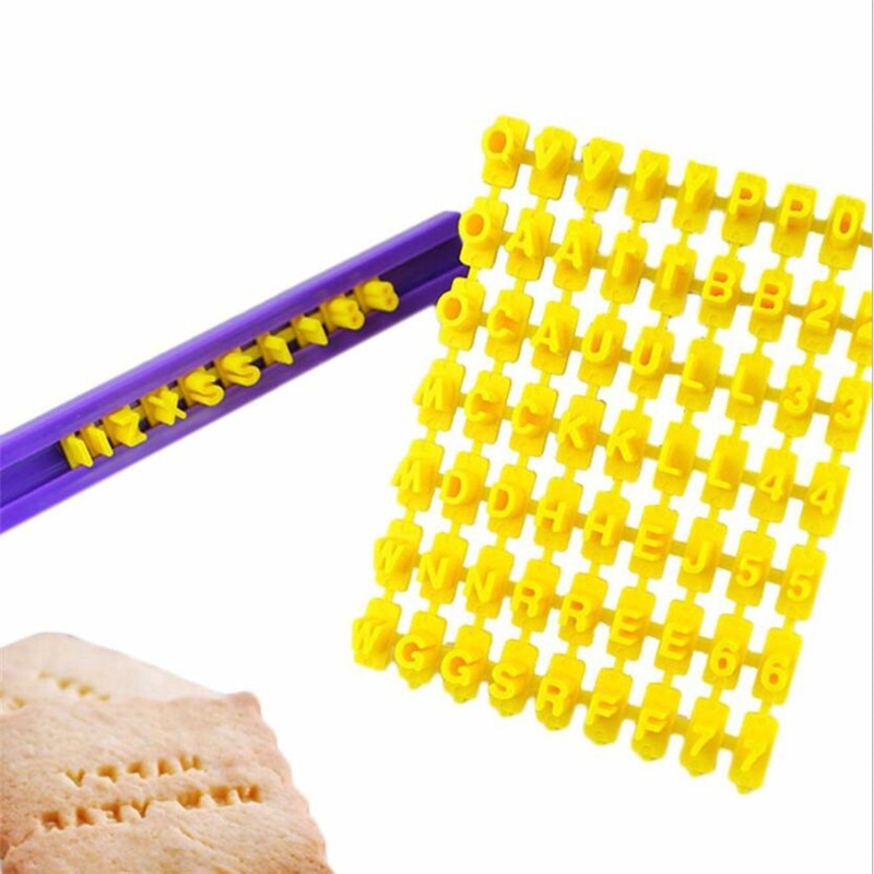 Alfabet bogstav nummer småkage tryk stempel præge udskærer fondant form kage bageforme værktøj rund skærer stencil cookies