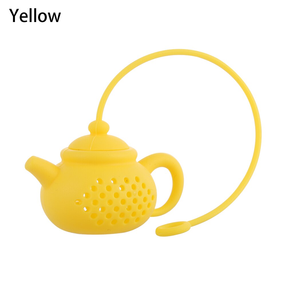 1pc duurzame siliconen thee-infusers in theepotvorm, theefilters, zeefjes, diffusers, theeaccessoires, keuken- en eetgerei.: Geel