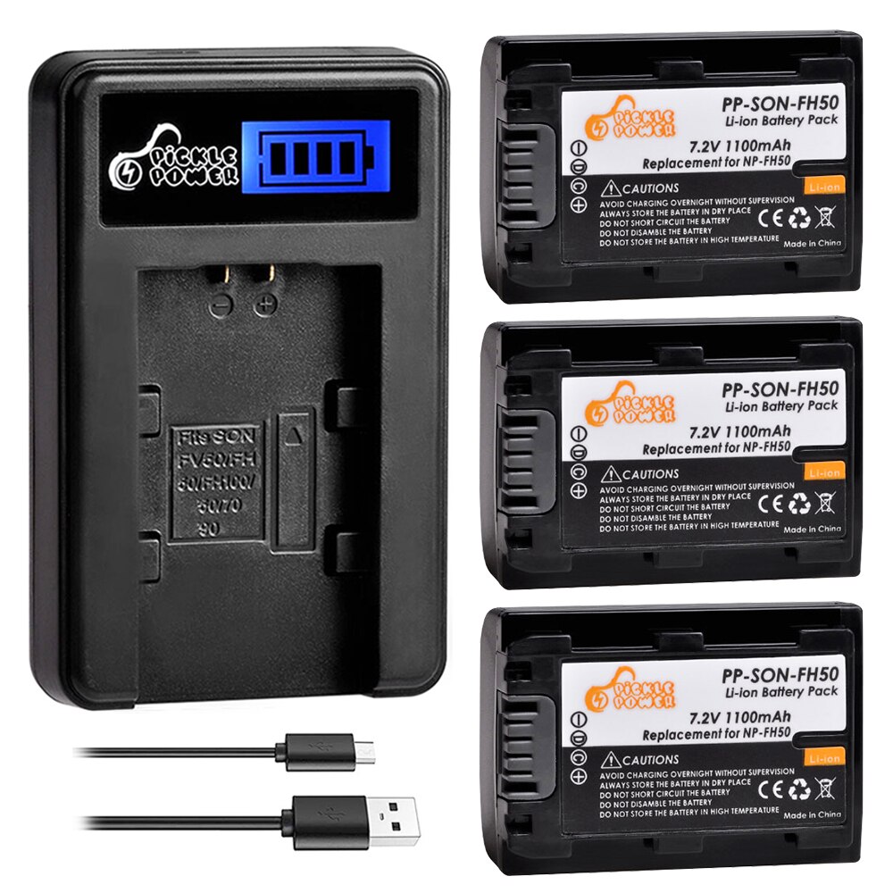 2Pcs NP-FH50 NP-FH30 Batterij En Lader Voor Sony HX1 HX100 HX200 A230 A290 A330 A390 CX100E CX500E CX520E HC9E SR11E Sr TG3 TG5 TG7: Charger and 3Battery