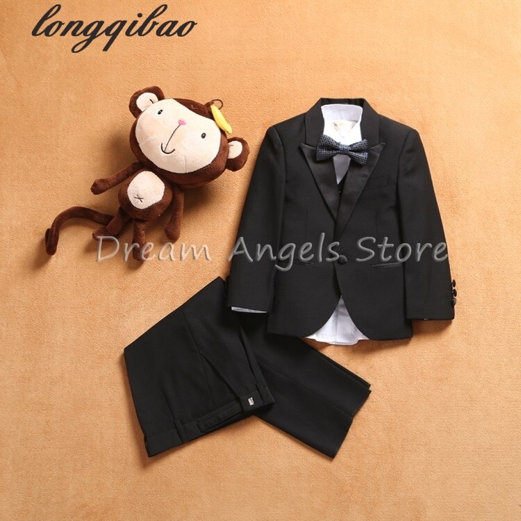 Frete grátis Conjunto terno conjuntos de menino Terno ternos Slim Fit Noivo Smoking Novo estilo menino da menina de Flor (jaqueta + calça + Colete + Gravata + gravata borboleta)