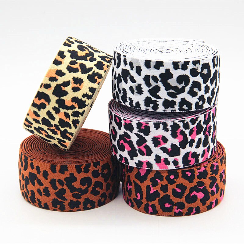 Luipaard Gedrukt Elastische Band 4cm Broek Taille Elastische Lint Omboordsels Zakken Broek Rubber Band 40mm DIY Naaien Accessoires 1M