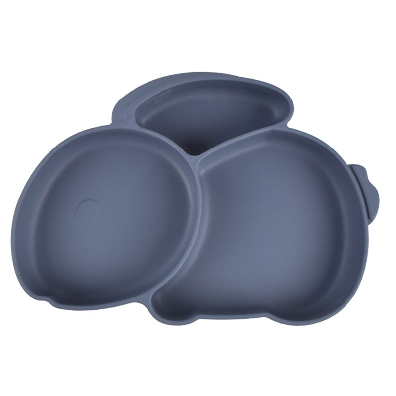 Baby Suction Bowl Divided Dinner Plate Infants Learning Feeding Dish Non-toxic BPA-Free Silicone Solid Color Cute Cartoon: Y10
