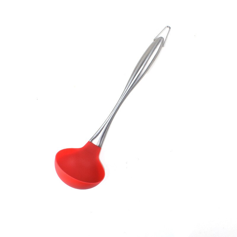 kitchen accessories Stainless Steel Silicone Spatula Non-Stick Pan Hollow Handle Soup Spoon Spatula Kitchenware Set kitchen set: D