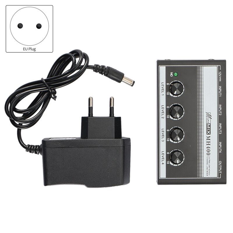 -4 Channel Sound Mixer Low-Noise Audio Sound Mixer Amplifier For Keyboards,Musical Instruments (EU Plug)