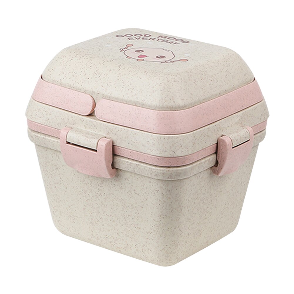Cute For Kids Snacks Stacking Dinnerware Leakproof 3 Compartments School Office Food Storage Lunch Box Container Portable Meals