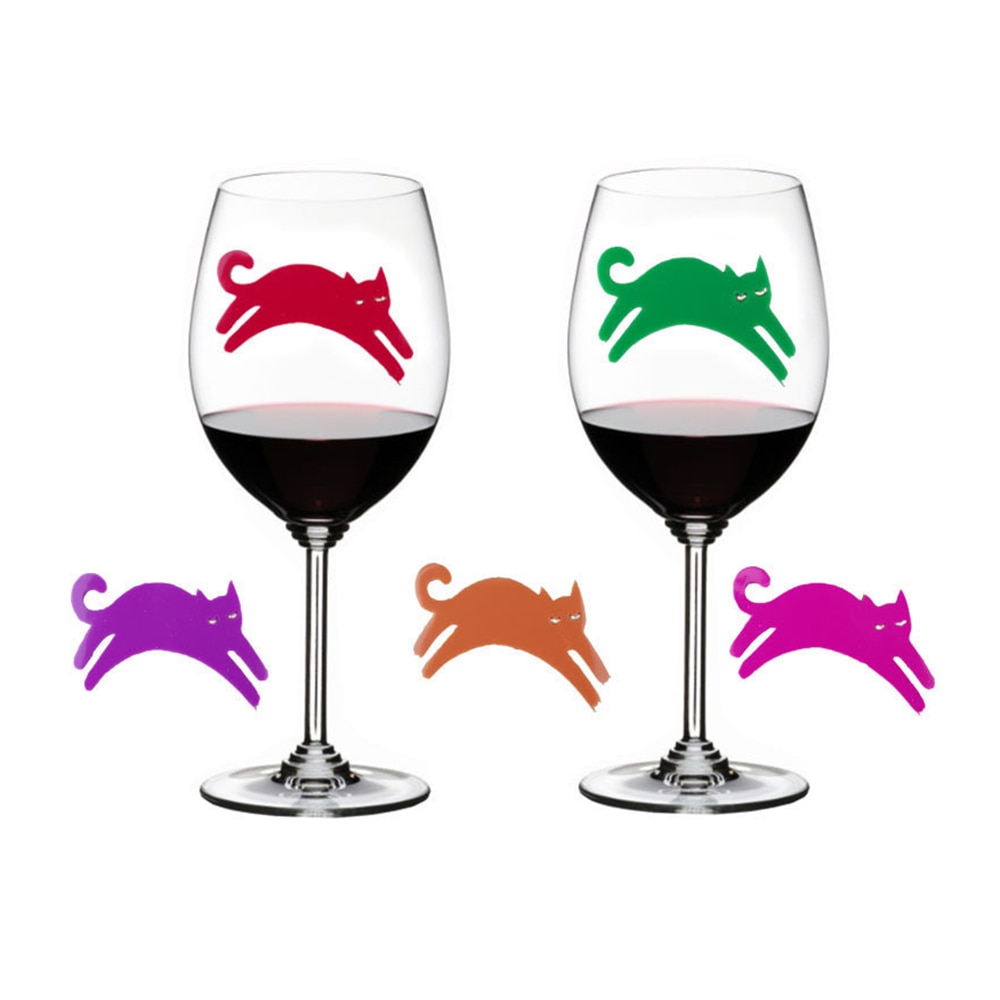 6 stks/set van Silicagel Wijn Glas Sticker Drank Glas Gekoeld Voedsel Fun Versiering Buffet Identificatie Cartoon Sticker