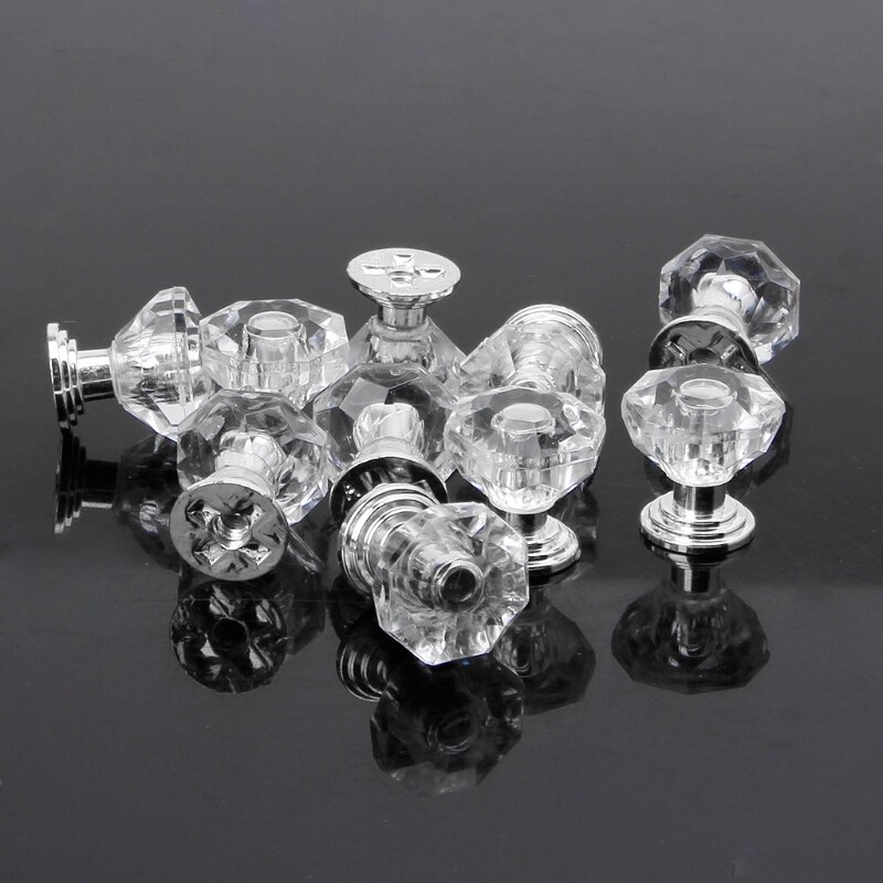 10Pcs Diamond Shape Crystal Glass Cabinet Knop Lade Pull Handvat Voor Sieraden Doos