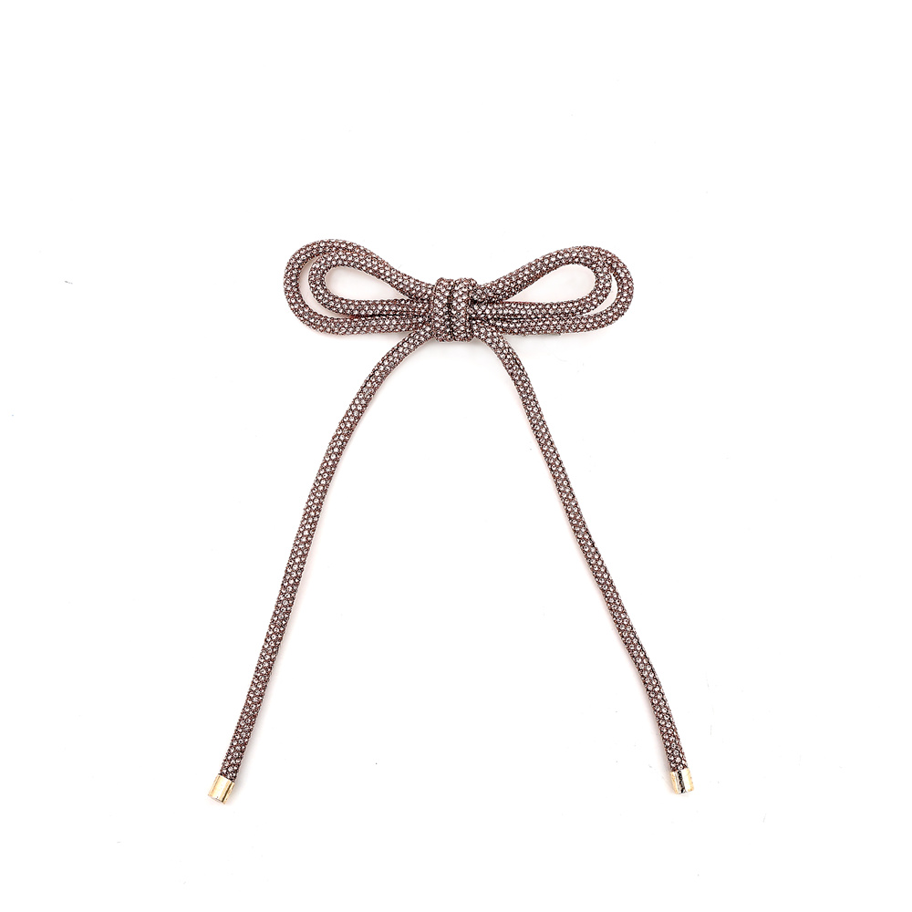 Nueva , nueva diadema con tubo de perforación para niñas, accesorios para el cabello con piedra brillante, accesorio para el cabello, clip para bebé, diadema con lazo para niña: Castaño