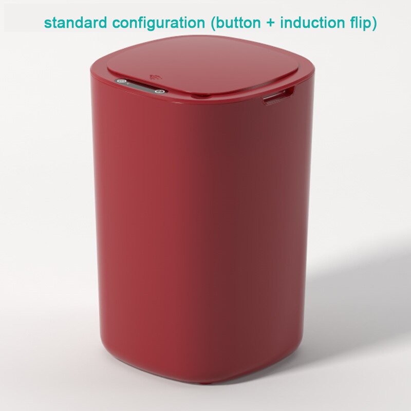 Automatic non-contact smart trash can, household electric trash can, kitchen, bathroom, living room trash can, induction: red