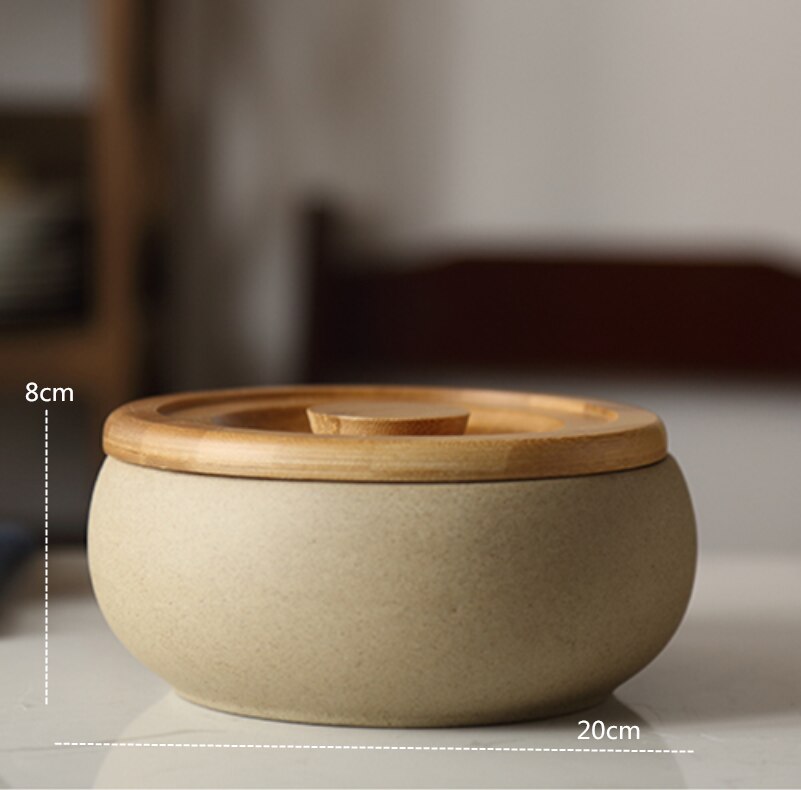 Ceramic Round Storage Jar with Lid Household Snack Storage Box Kitchen Food Storage Jar Household Storage Supplies: 1PCS-L