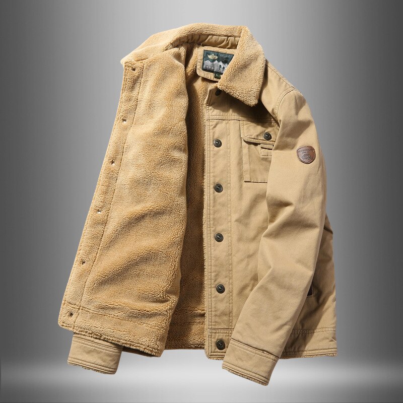 NANCY telo-Chaqueta térmica de lana para hombre, tejido cálido de algodón para acampar y hacer senderismo, a la , para exteriores, a prueba de viento, Invierno