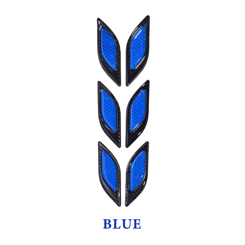 Bande réfléchissante 3D Anti-Collision pour voiture | 2 pièces, bandes Anti-Collision en Fiber de carbone, bande d'avertissement de sécurité, autocollants réfléchissants pour décor: Style C Blue