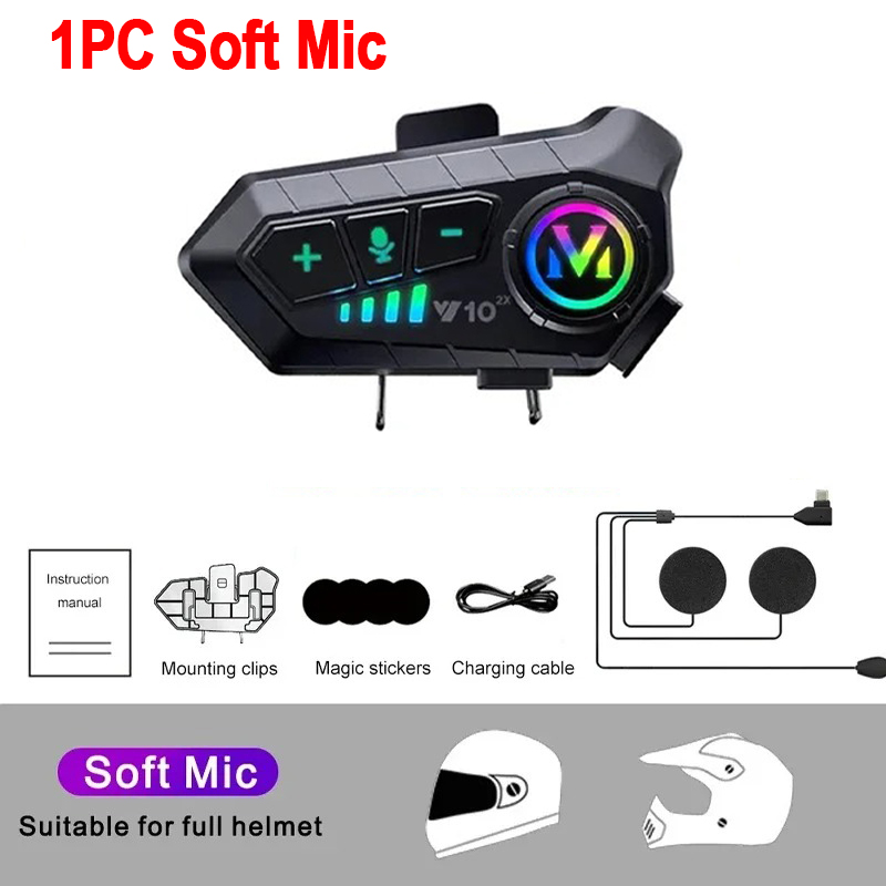Motorrad Helm Intercom Bluetooth Headset Wasserdichte Drahtlose Freisprecheinrichtung Interphone Helm Lautsprecher Kopfhörer Kopfhörer: Rot