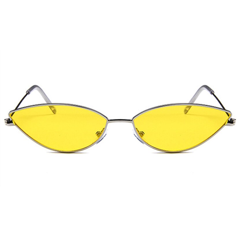 Metal Frame Women Cat Eye Sunglasses Cute Sexy Brand Summer Retro Small Frame Black Red Cateye Sun Glasses UV400: Yellow