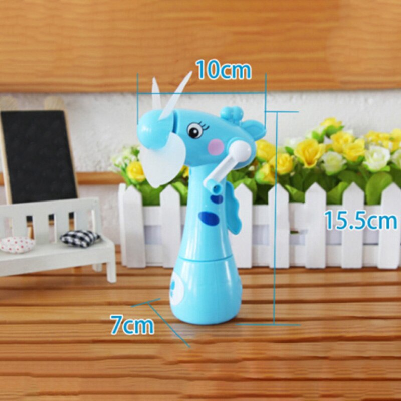 Mini Fan Cartoon Giraffes Portable Handheld Desk Humidification Kid Toy Handheld Water Mist Fan For Child Green