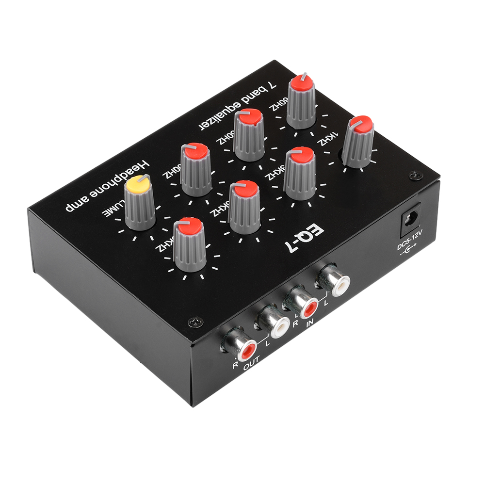 EQ-7 DC5-12V 7 Stage Equalizer Audio Amplifier High Medium Low Adjustable Preamplifier Audio For Phones Computers Earbuds Soun