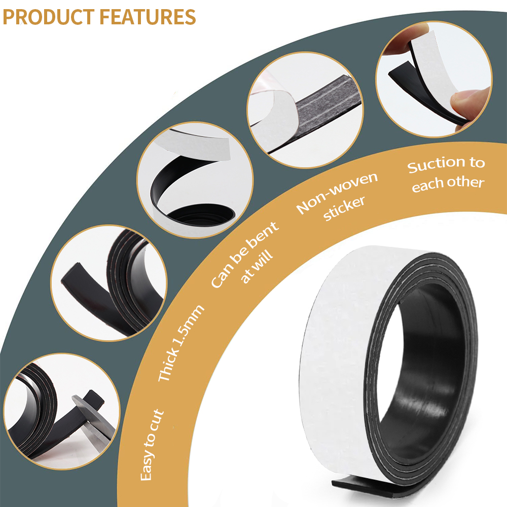 1 meter zelfklevende magneetstrip rubberen magneetband sterke flexibele magneetstrip voor koelkast fotoposters gratis snijden