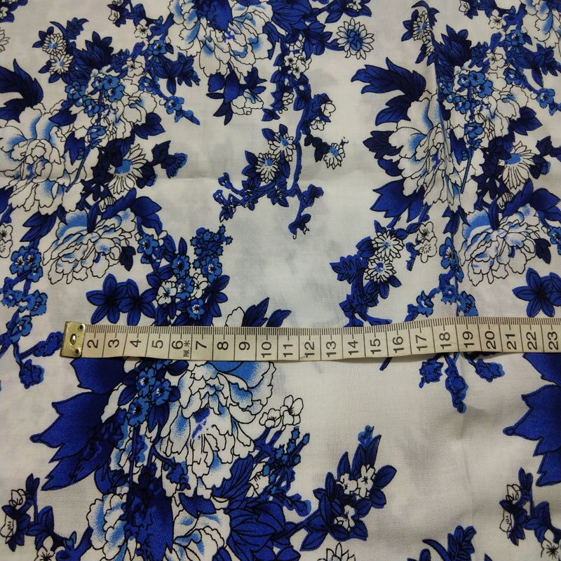 100% Rayon Smooth Blue and White Porcelain Fabric 100x140cm Floral Fabric Patchwork DIY Sewing Cloth Dress Home Decor