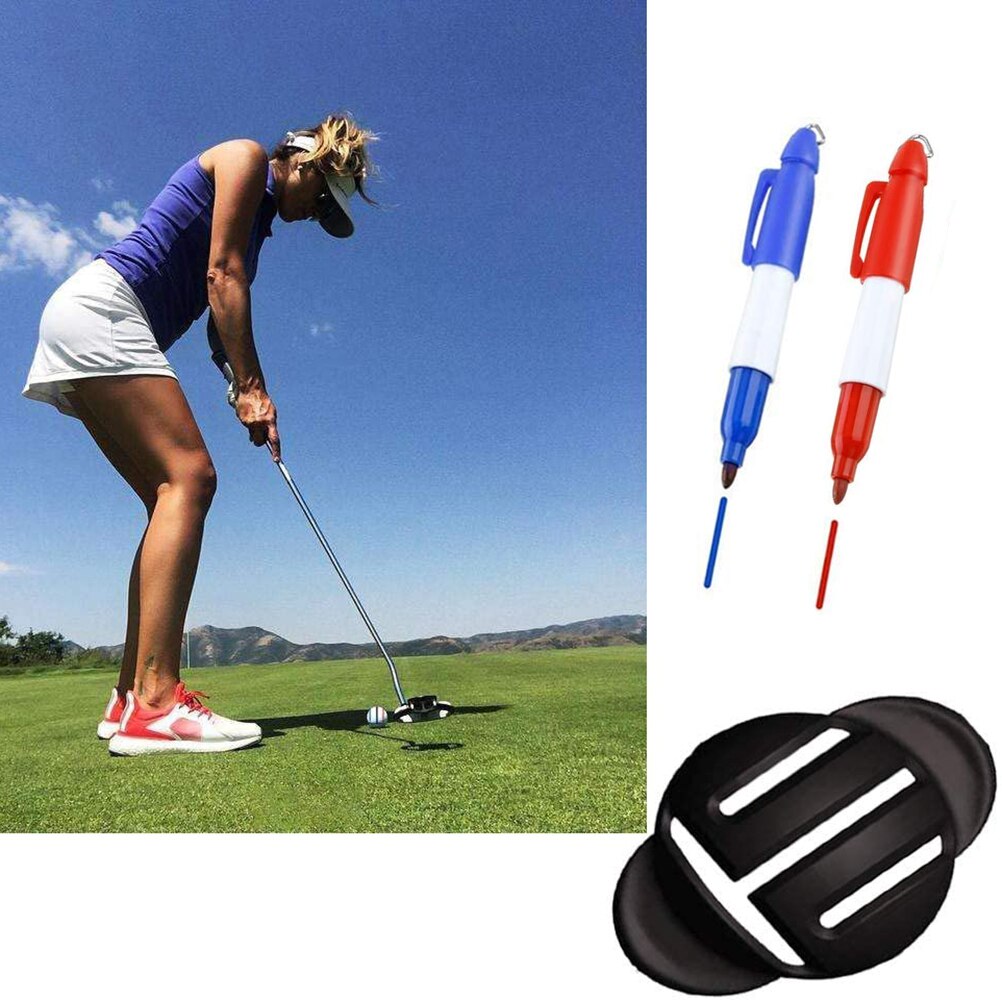 Golf Ball Line Liner Ball Marking Tool Alignment Tool Golf Ball Alignment Marker Pen 1 Set Marks Tool (Including 2 Marker Pen)