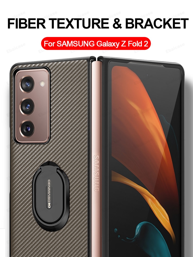 per Samsung galassia Z piega 2 Caso Ebaicase Originale in Fibra di Carbonio struttura con Il Supporto di Cuoio Della Copertura Posteriore per La Galassia Z piega 2 Caso