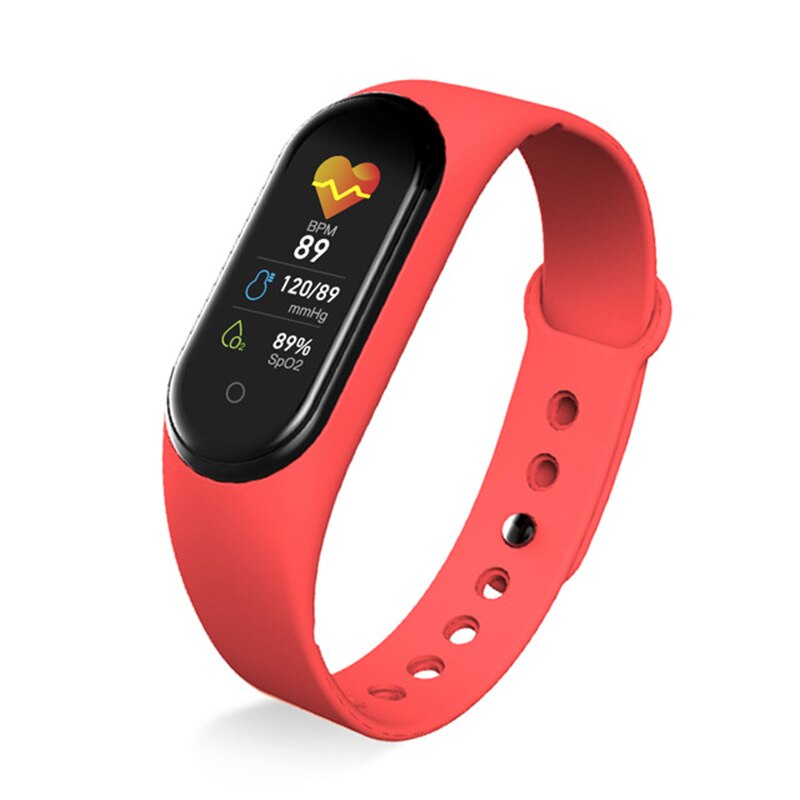 Smart band  m5 smart armbånd  ip67 vandtæt smarthwatch blodtryk fitness tracker sports armbånd til ios android: Rød