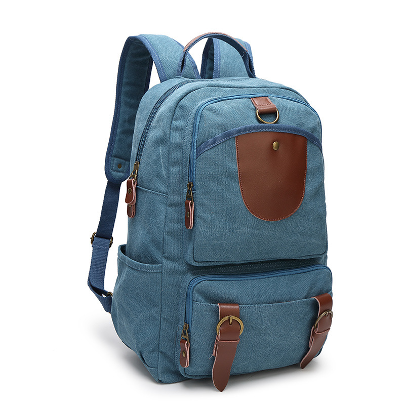 Boshikang Reizen Rugzak Multifunctionele Reizen emmer Rugzak Mannen Rugzak Canvas Student School Rugzak: Lake Blue