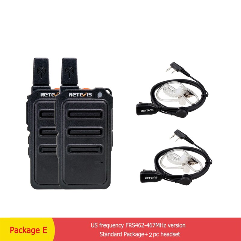 RETEVIS Walkie Talkie PMR Radio RT619 FRS PMR 446 2 PCS PTT Two Way Radio Transceiver Portable Radio Comunicador Walkie-talkies: FRS--Package E