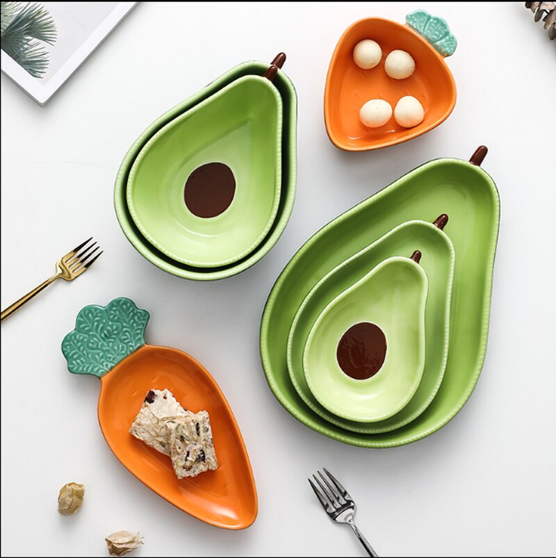 1 stk kæmpe sød avocado form keramisk frugtsalat tallerken snack skål ris suppe skål bordservice forsyninger 6.5 tommer wf