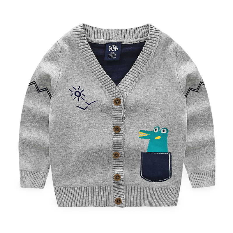 Enfants printemps vêtements coton pull nouveaux enfants bébé enfants fille garçon tricoté pull Cardigan hauts tenue coloré pull: Gris / 2T