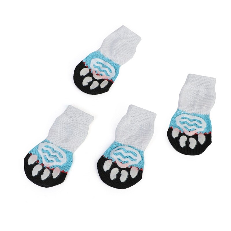 4 Stuks Warm Puppy Hond Schoenen Zachte Pet Knits Sokken Leuke Cartoon Anti Slip Skid Sokken Voor Kleine Honden Ademend huisdier Producten S/M/L: H01 / M