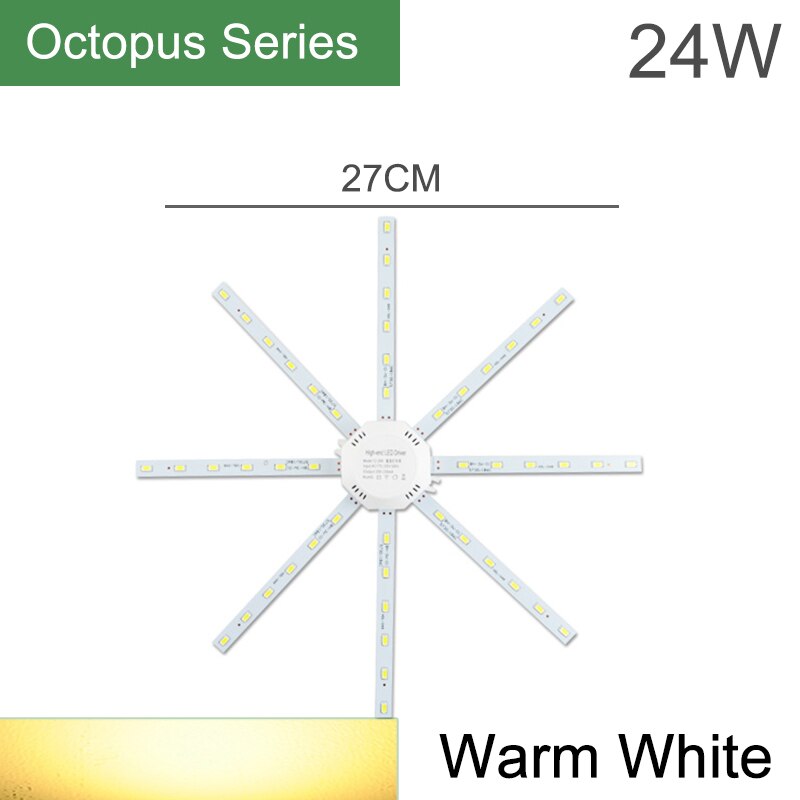 =(k)= led modul mini/bläckfisk/rund panel ljus lampa glödlampa rör 220v 12w 18w 24w inomhus ljuskälla spotlight taklampa: Bläckfisk 24w varm