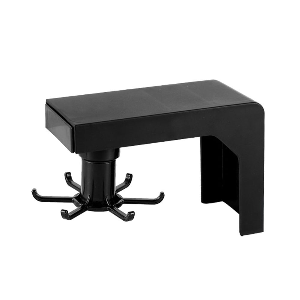 360 Degrees Rotated Kitchen Hooks Self Adhesive 6 Hooks Door Hook Hanger Hanging Rack Bathroom: Black