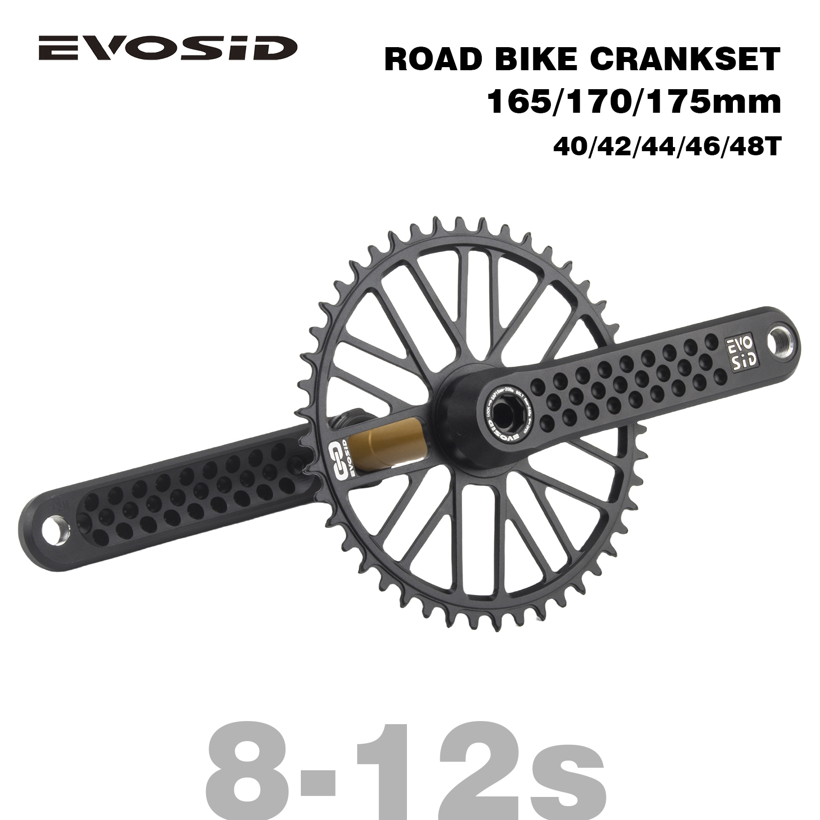 EVOSID-platos y bielas de carretera, manivela hueca de 165/170/175mm, plato integrado de 11/12 velocidades, 40/42/44/46/48/50T, manivela de bicicleta de montaje directo