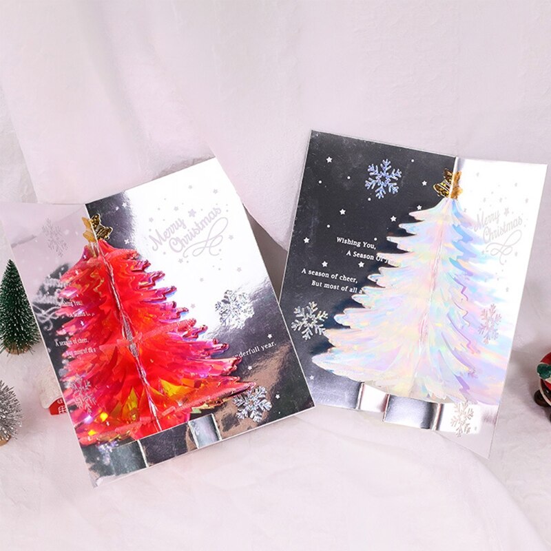 3D Pop-up Christmas Card Tree Handmade Card With Christmas And Year Envelope Festive Party Supplies