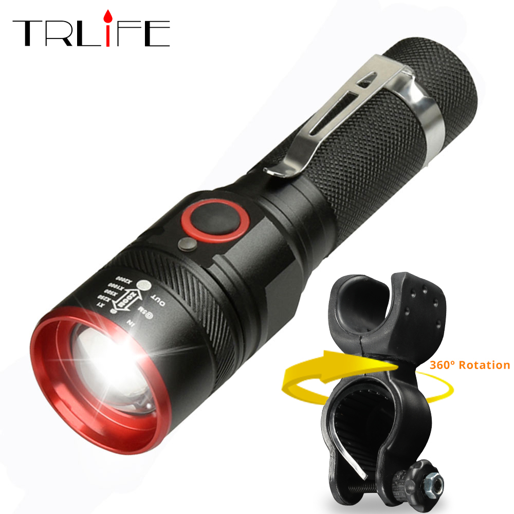 Bike Light Ultra-Heldere 8000 Lumen Zoom T6 Fiets Voor Led Zaklamp Lamp Usb Oplaadbare Fietsen Licht Door 18650 batterij