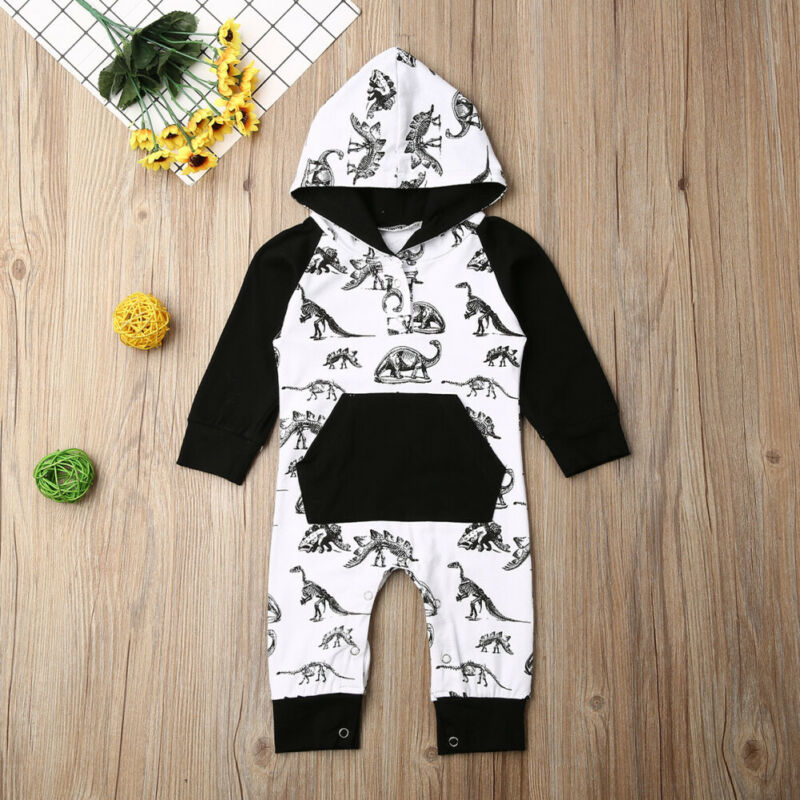2019 Primavera Outono Bebê Roupa Infantil Roupas de Bebê Menino Manga Longa Dinossauro/Camuflagem Bolso Romper Macacões Outfit Geral