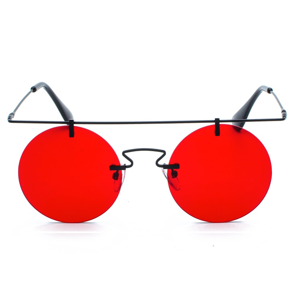 Peekaboo retro runde sonnenbrille männer randlose Gold schwarz gelb frauen rot linse sonnenbrille unisex Jahrgang flache oben metall