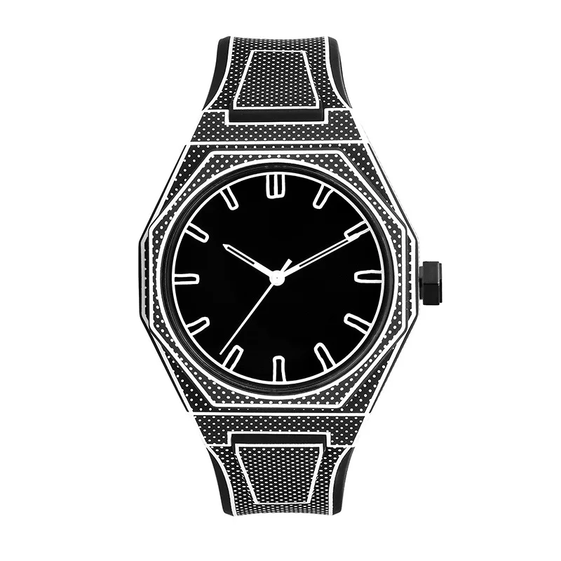 Comic Style Watches Dial Numberless Men’s Quartz Watch Male Watches for Man Wristwatch Strap Clock: Multicolor