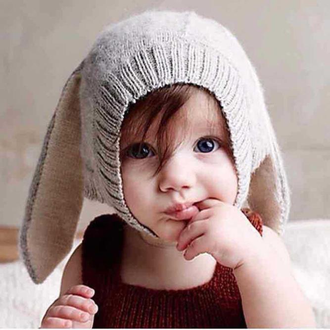Baby Hoed voor Meisje Jongen Winter Hoed voor kinderen Warm solid Gebreide Gehaakte Konijn Hoeden met oren Hoeden baby Cap L50599